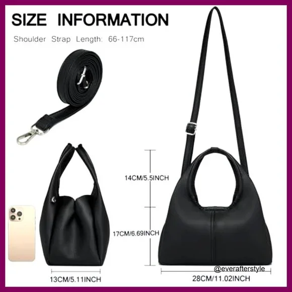 Leather Crossbody Purse Designer Tote Satchel Bag Adjustable Strap Chic - Picture 4 of 7